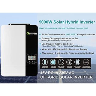 Growatt 5000W Solar Hybrid Wechselrichter 48V DC bis 220V