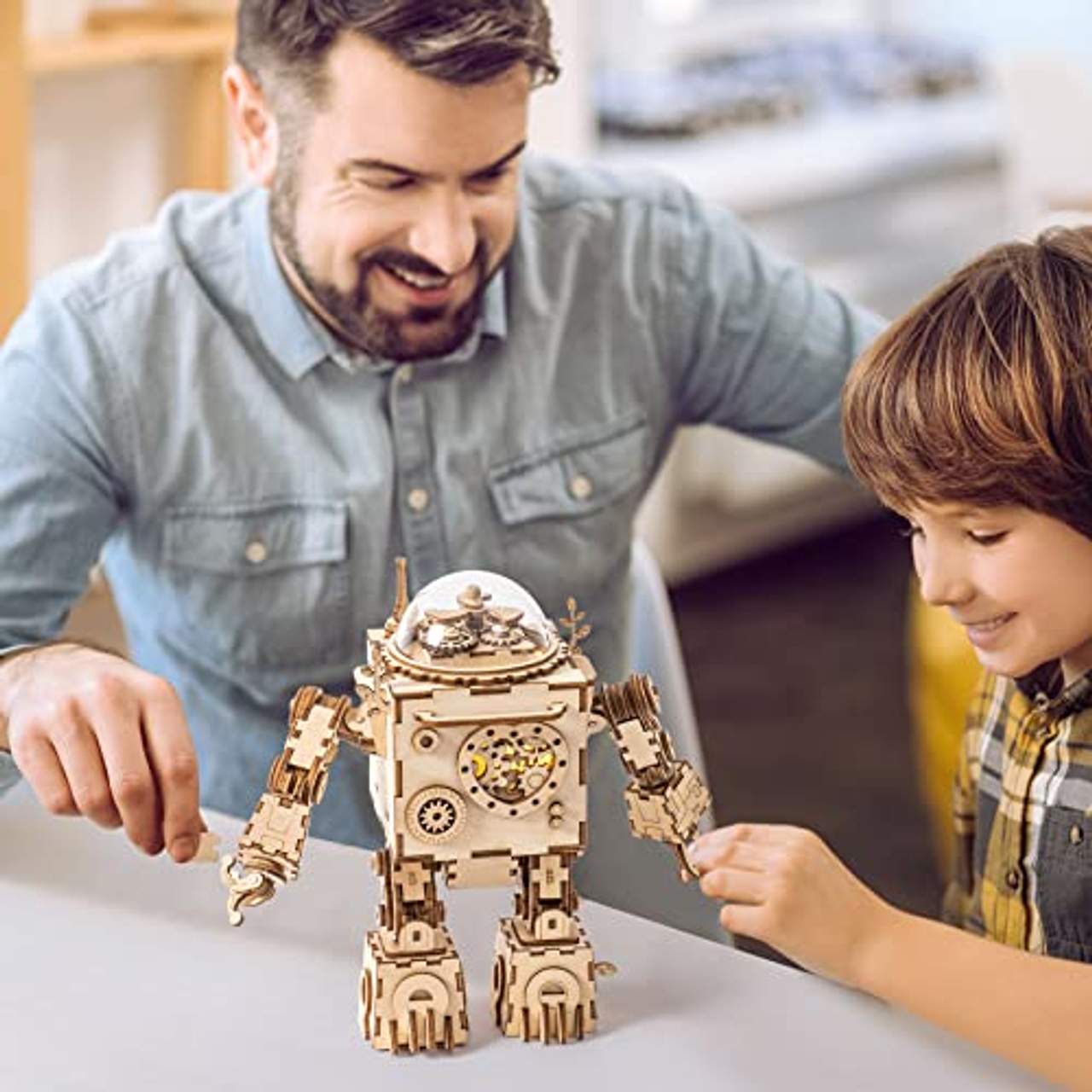 Robotime Roboter Spieluhr Holz 3D Puzzle Modell bausatz Erwachsene