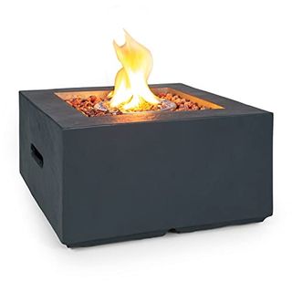 ETL-zugelassen 50,000 BTU einstellbare Flamme quadratischer Feuertisch in Rattan- und Korboptik für den Außenbereich mit Deckel Gas Feuerstelle 28'' Gasfeuerstelle mit automatischer Zündung 