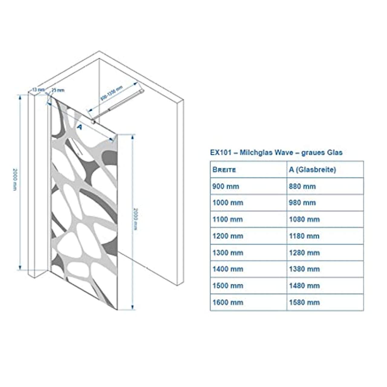 BERNSTEIN Duschwand Glas Duschabtrennung Walk-In Dusche Nano