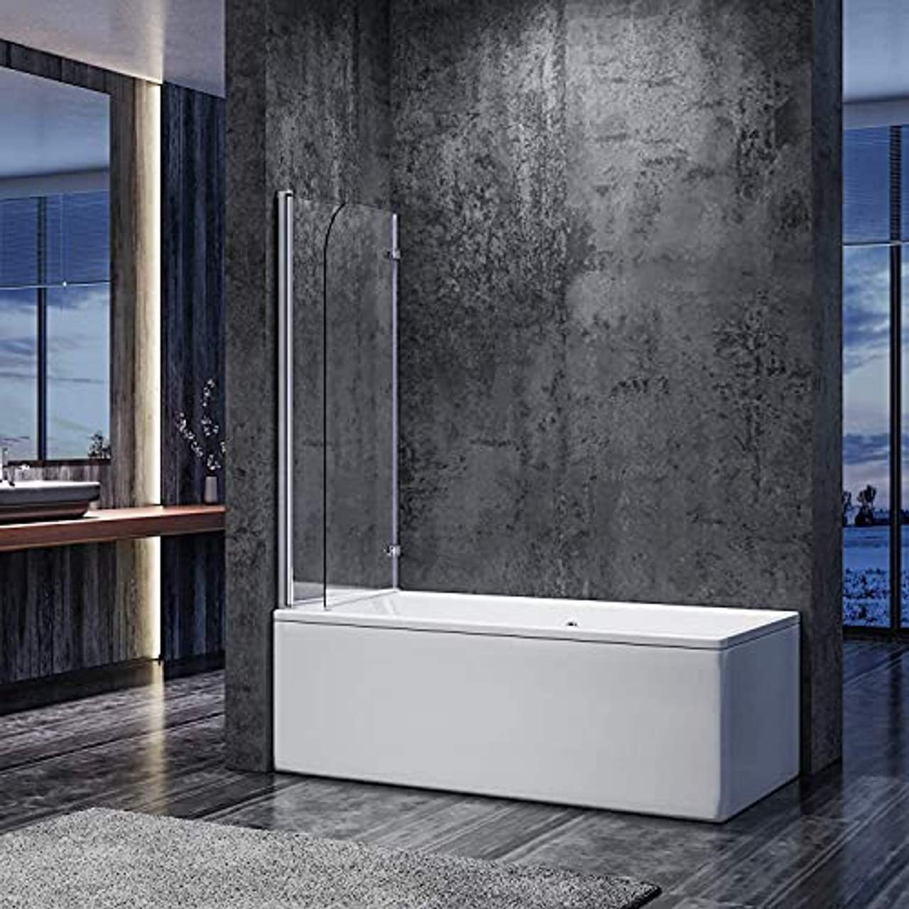 SONNI Duschwand für Badewanne 120x140 cm