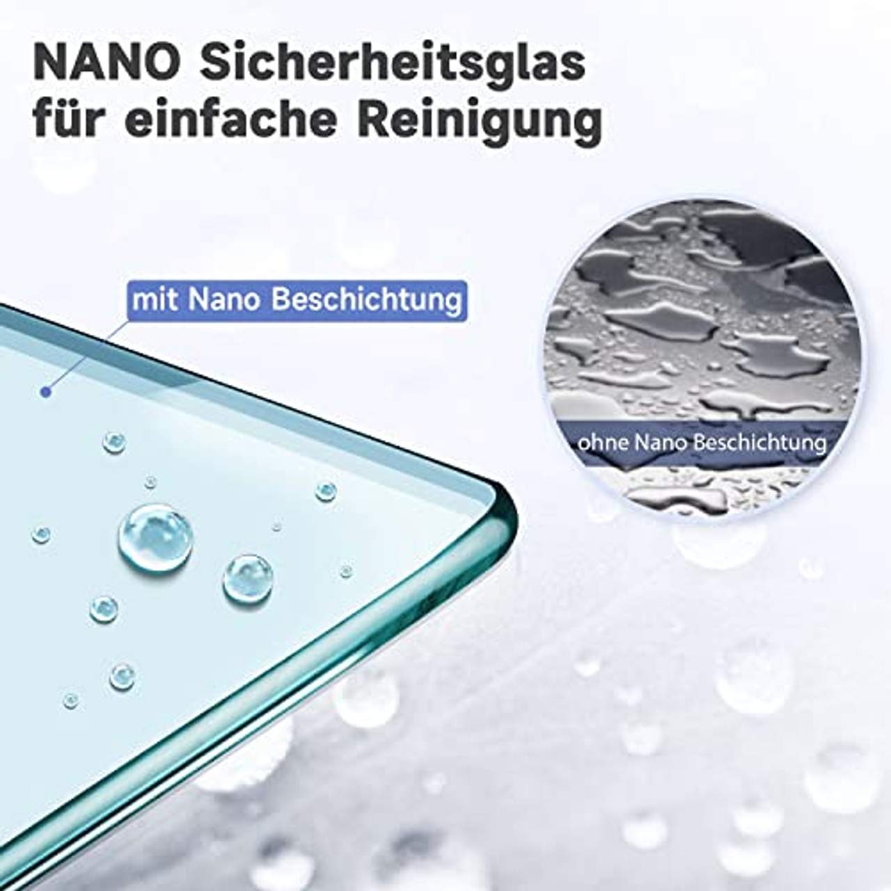 SONNI Duschtür 90 cm nischentür dusche Nano Glas Duschkabine Pendeltür