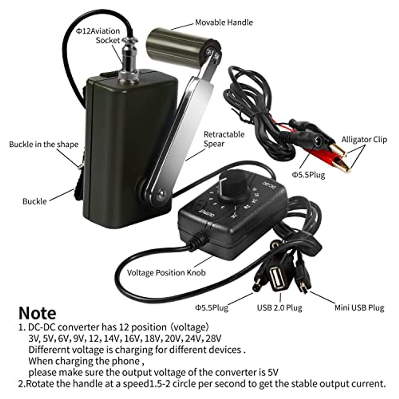 HUABAN Portable Hand Crank Generator High Power Charger for Outdoor