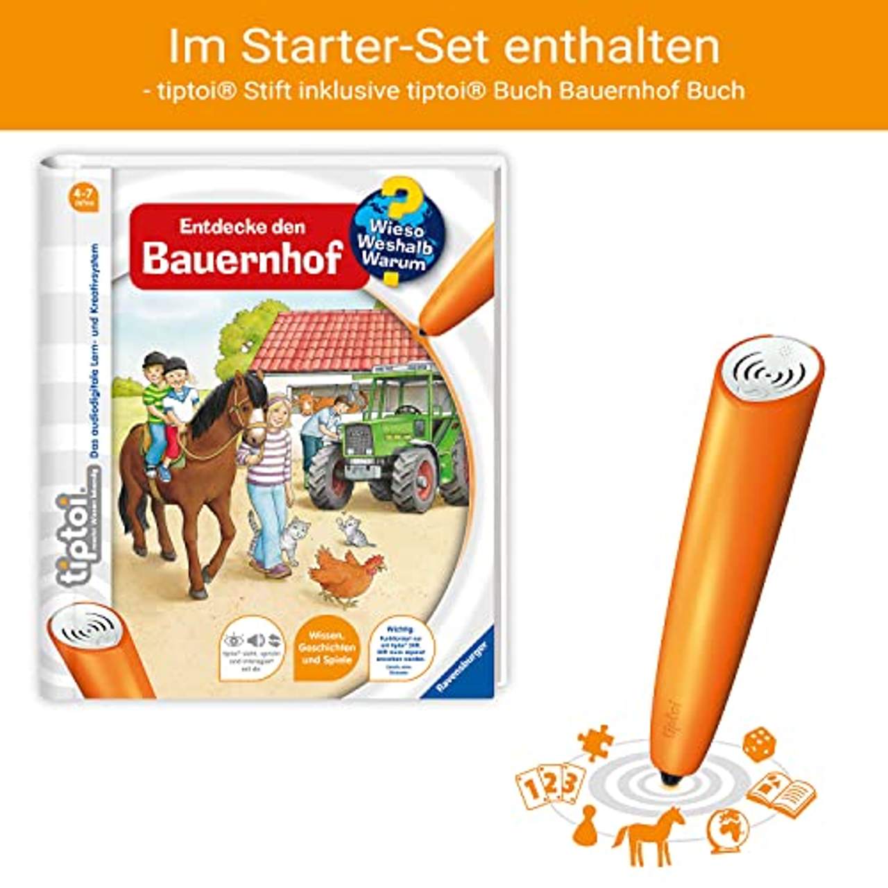 Ravensburger tiptoi 00804 Starter-Set „Stift und Bauernhof-Buch“ von Ravensburger ab 4 Jahren