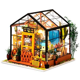 ROBOTIME DIY Haus Handarbeit Puppenhaus mit LED-Licht Geschenk für Kinderfreund 