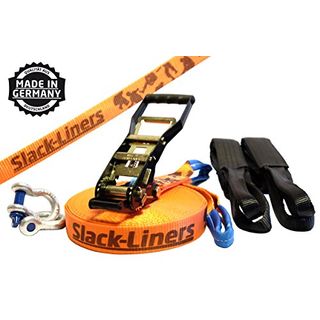 Slack-Liners 6 Teiliges Slackline-Set Orange 25m