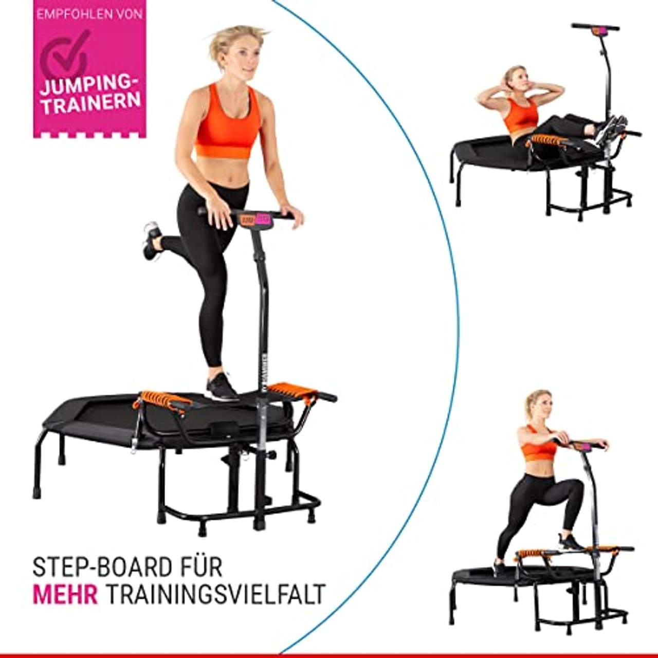 HAMMER Fitness-Trampolin JumpStep Flexibles & gelenkschonendes Step-Board