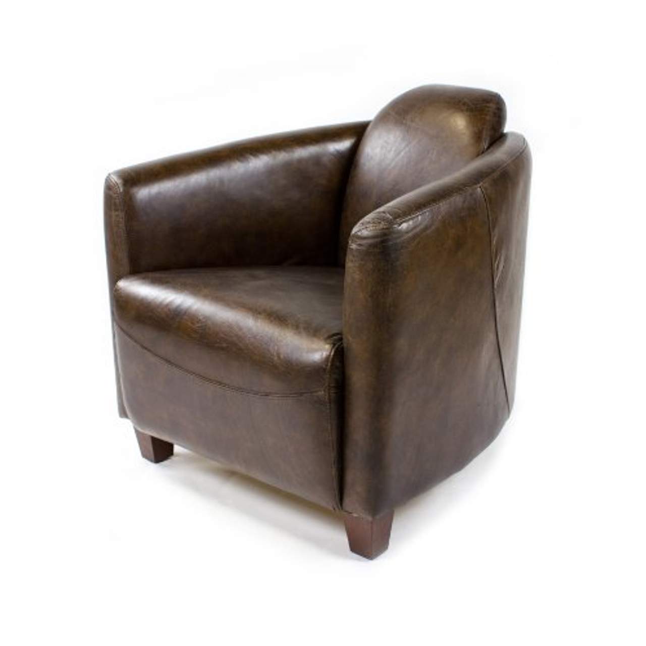 Phoenixarts Echtleder Vintage Sessel Ledersessel Braun Design Lounge