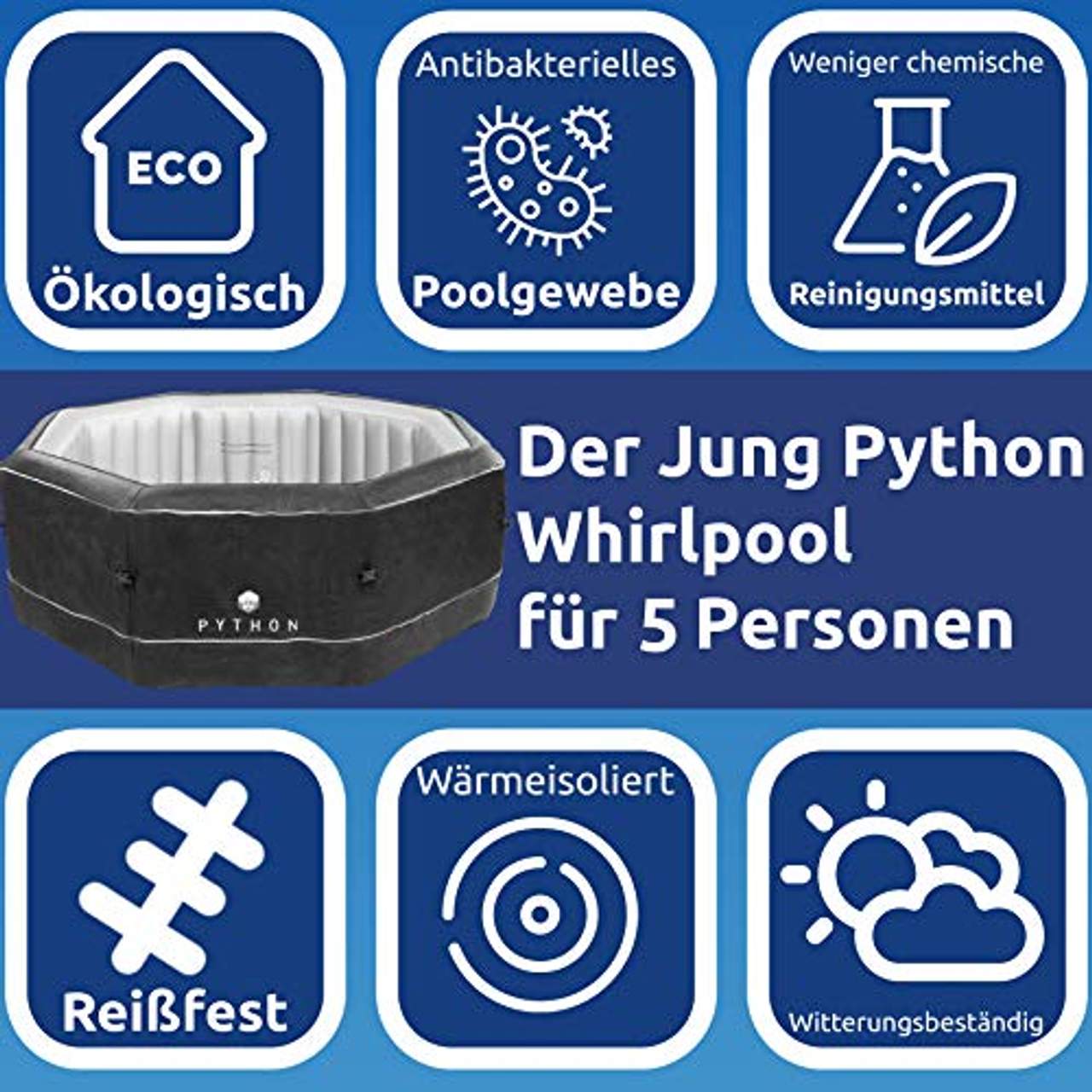 Jung Python Design Whirlpool aufblasbar achteck