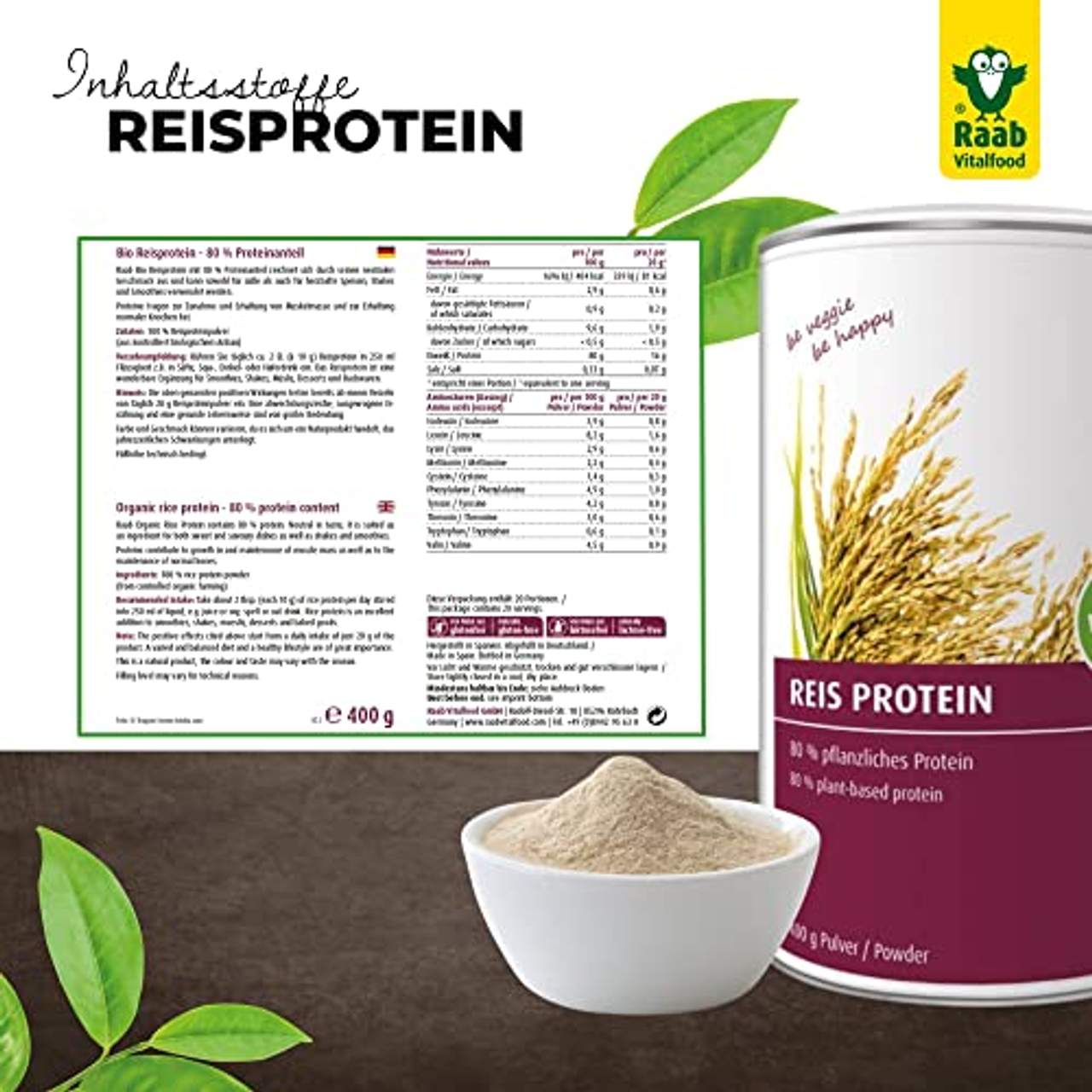 Raab Vitalfood Bio Reis-Protein Pulver