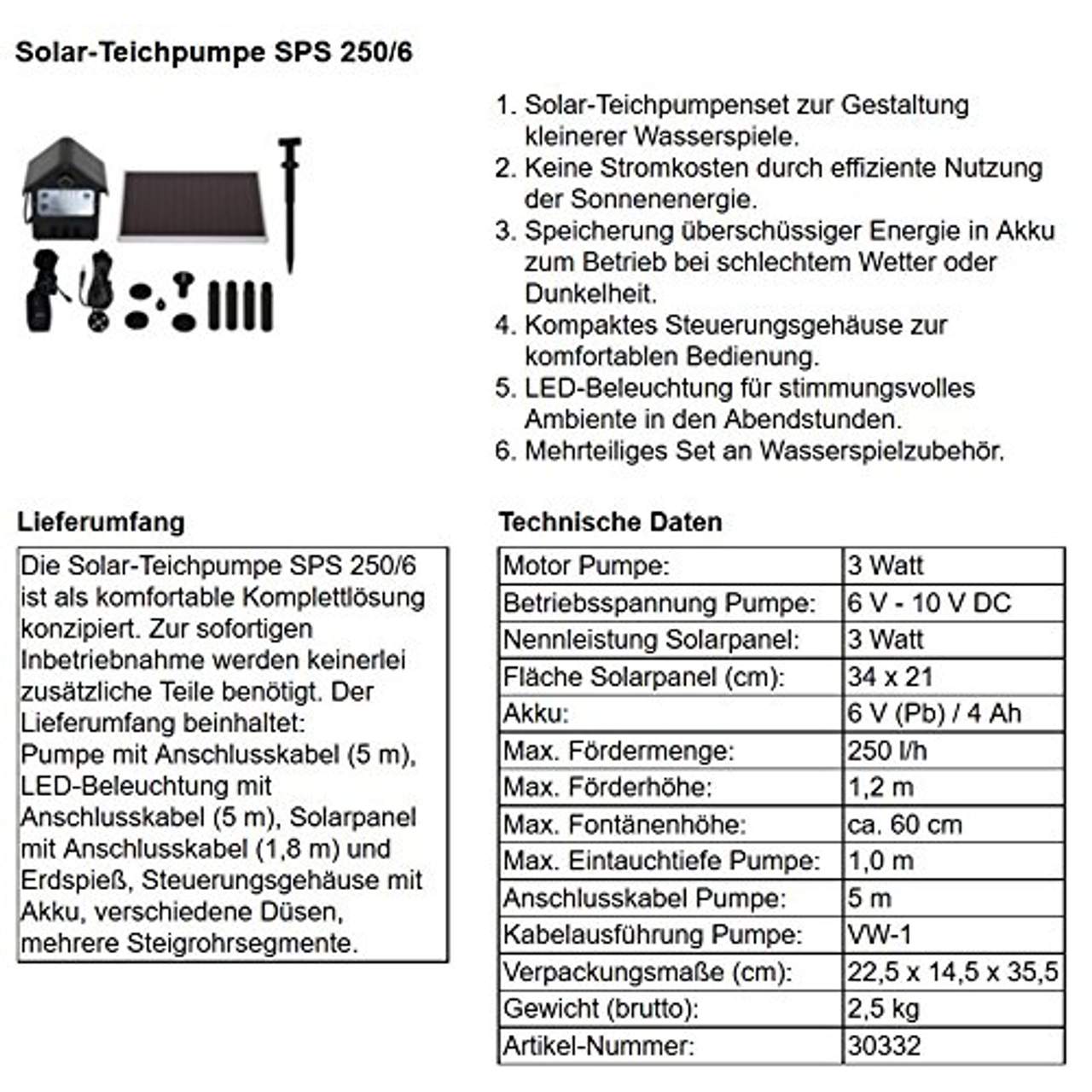 T.I.P Solar Teichpumpe SPS 250/6