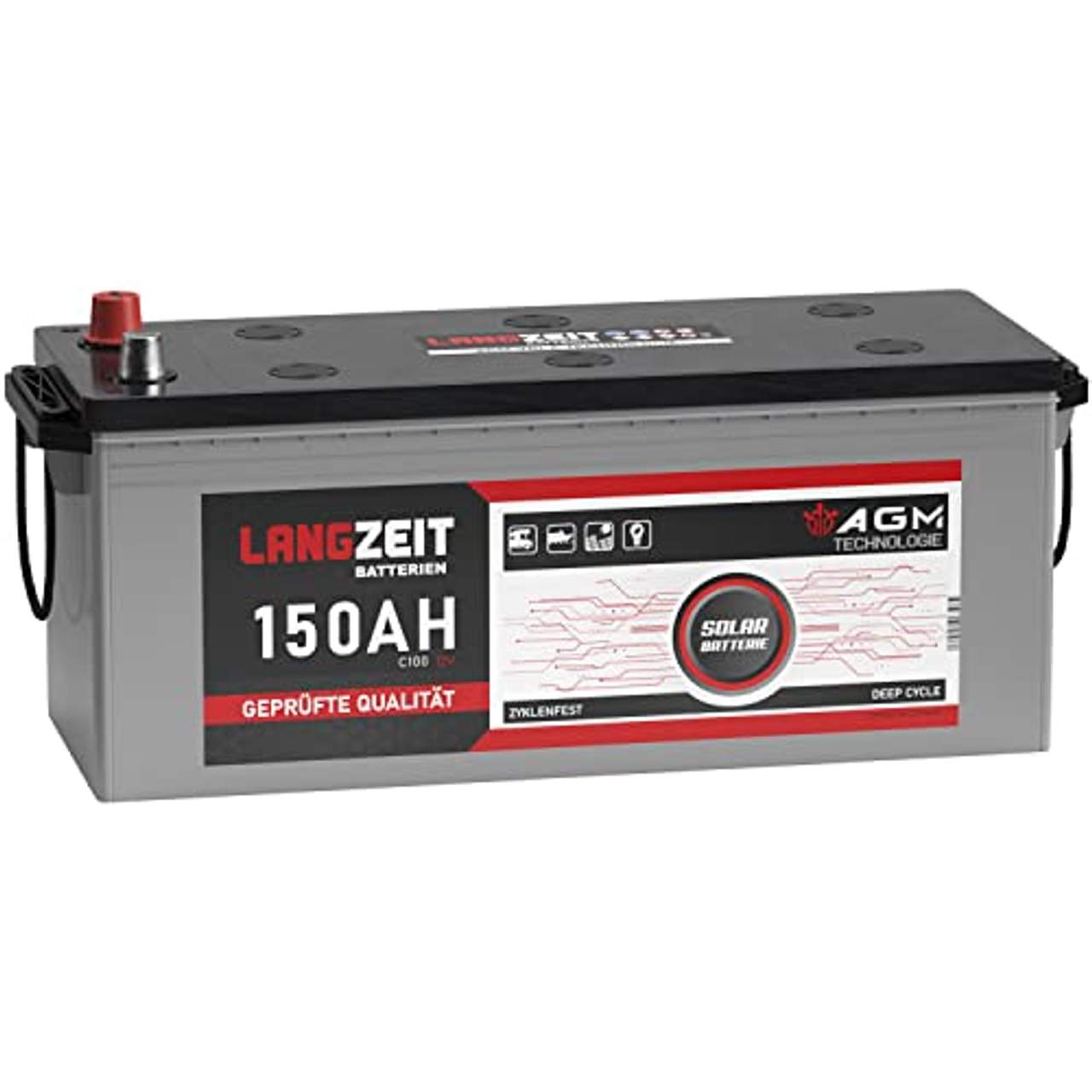 LANGZEIT AGM Batterie 150Ah 12V Solarbatterie Wohnmobil Batterie Bootsbatterie Mover Deep