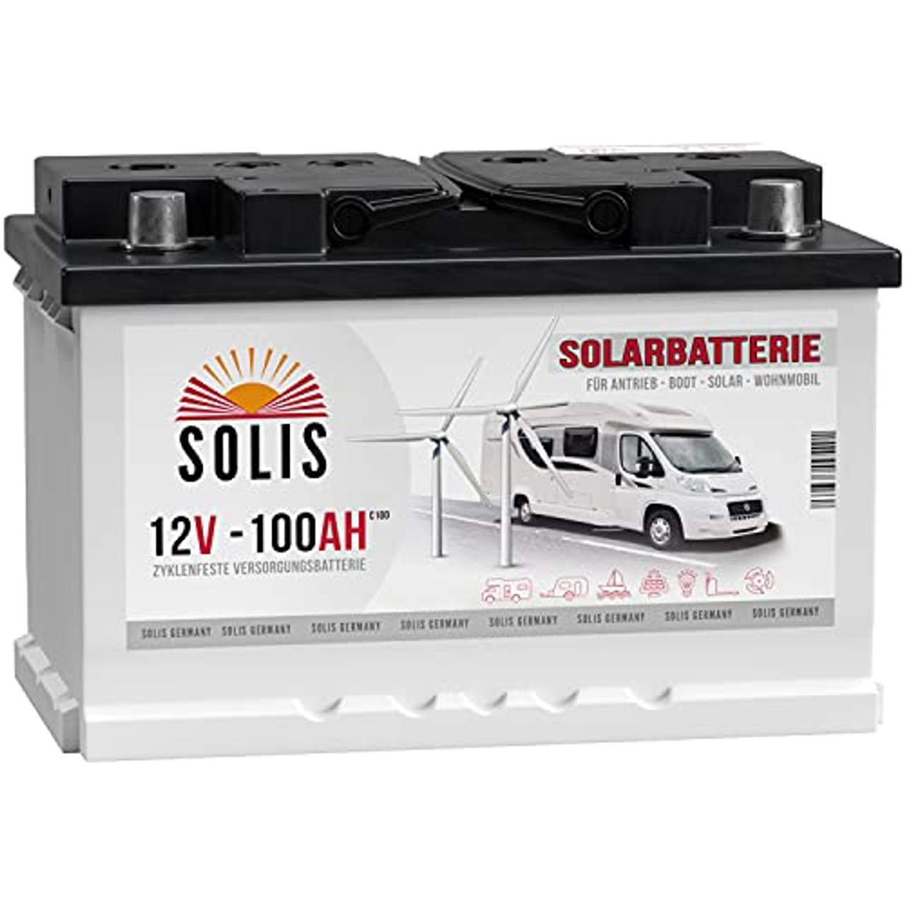 Solis Solarbatterie 100AH 12V Antriebs Versorgungs Boots Wohnmobil