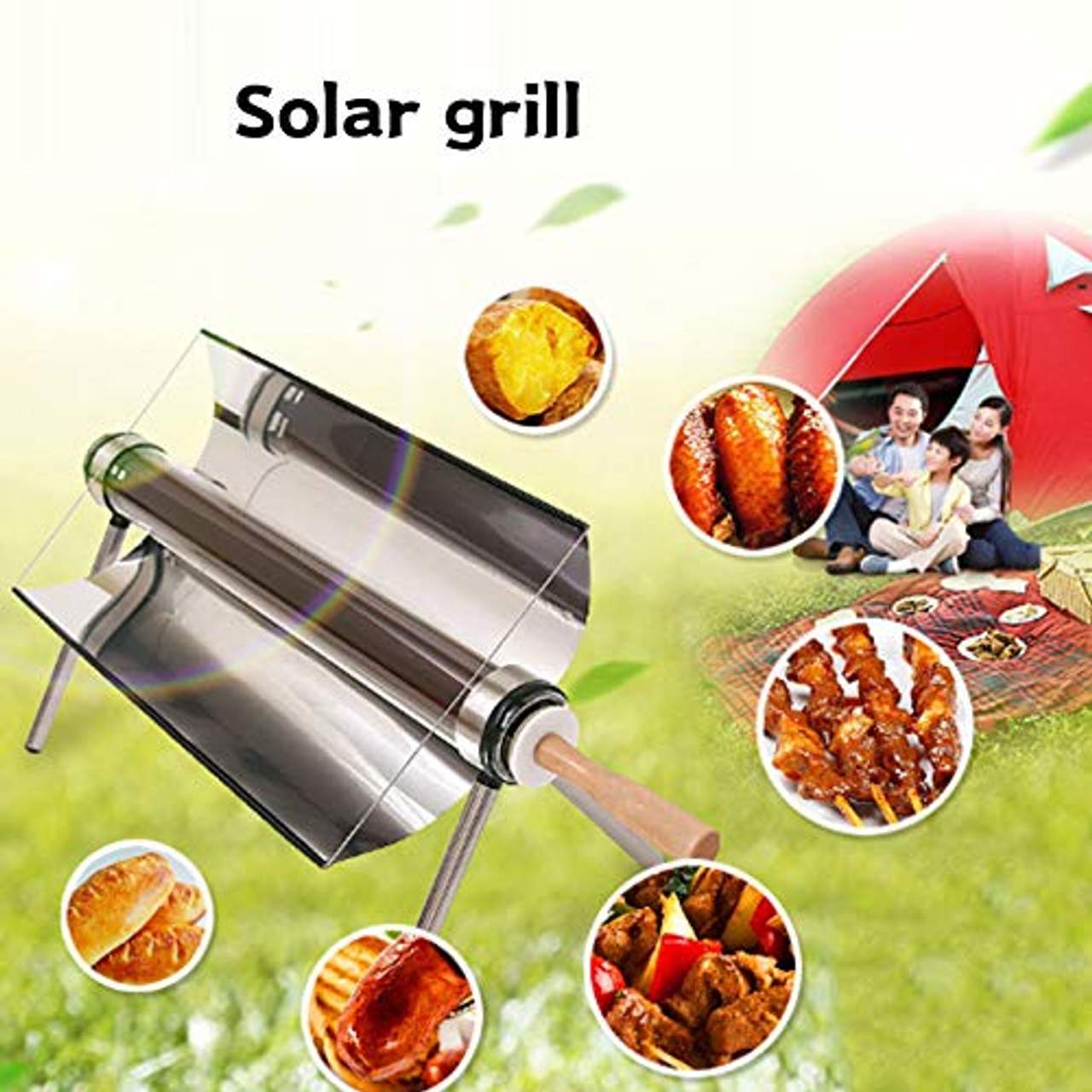 Middle Tragbarer Solargrill Solarkocher,Faltbarer Solargrillkocher aus Edelstahl