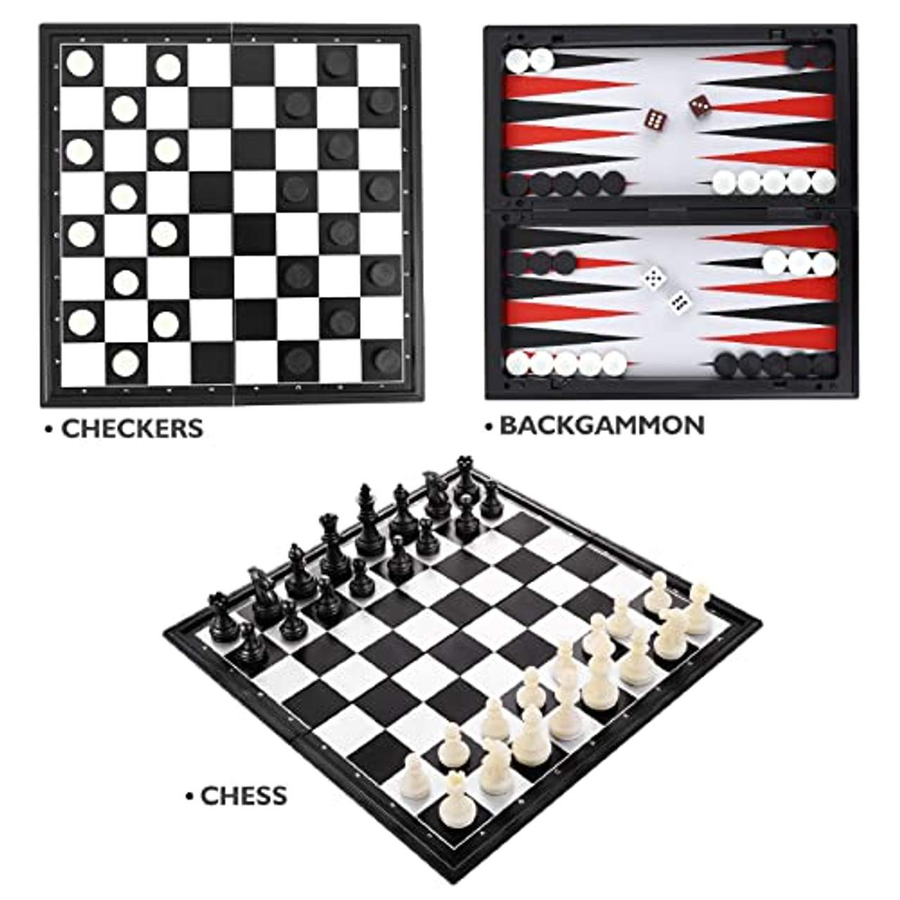 Peradix Schachspiel Magnetisch Dame Spiel Backgammon 3-in-1