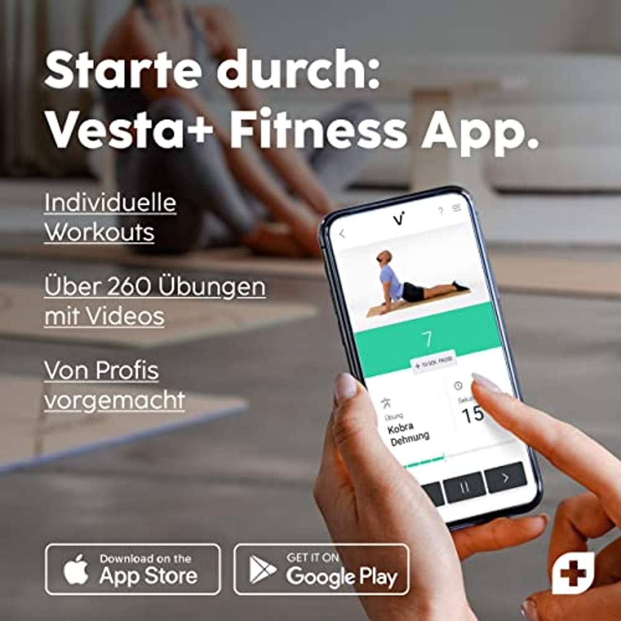Vesta+ Yogamatte inkl. APP über 260 Übungen