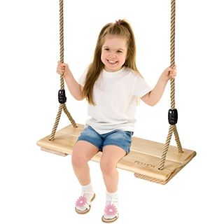 Pellor Kind Erwachsene Holz Schaukelsitz mit Höhe Einstellbar Seile Load 150kg 