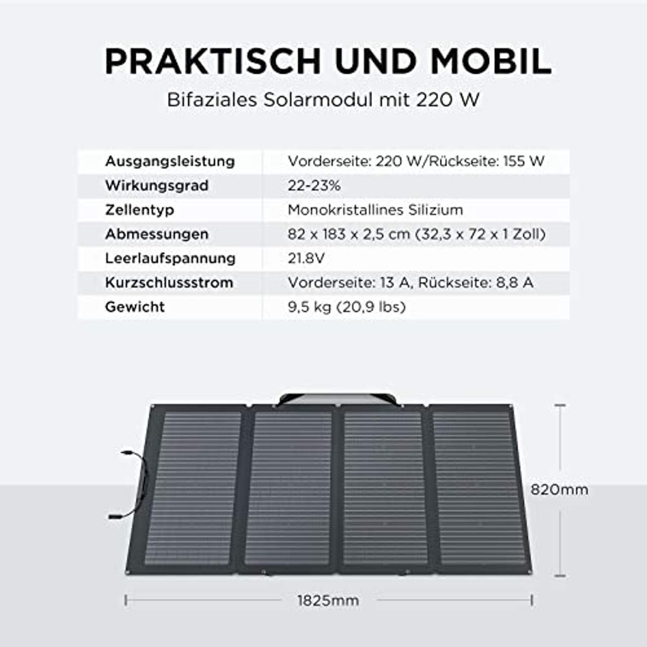 ECOFLOW Solarpanel 220 W (+ 155 W)
