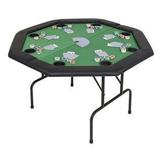 vidaXL Pokertisch 9-Spieler 3-fach Klappbar Oval Grün Casino Poker Tisch 