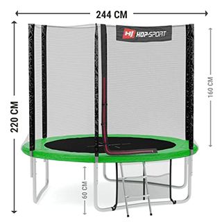 Hop-Sport Trampolin 2,44m 4,90m Komplettset Gartentrampolin Netz Leiter 150 kg 