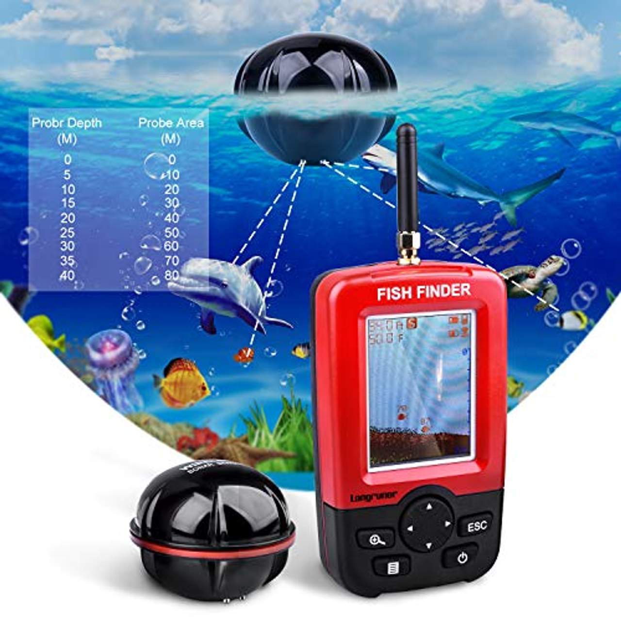 Longruner Fishing Finder Portable Wireless Sonar Sensor Fish