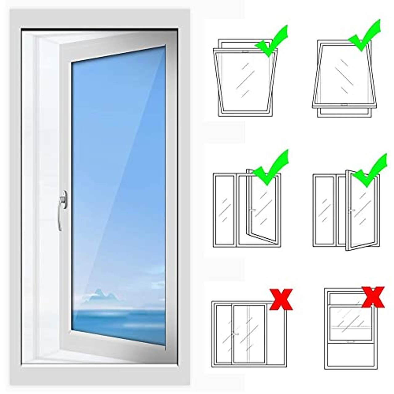 Bseical Fensterabdichtung für Mobile Klimaanlage und Trockner 300-560cm Hitzeschutz