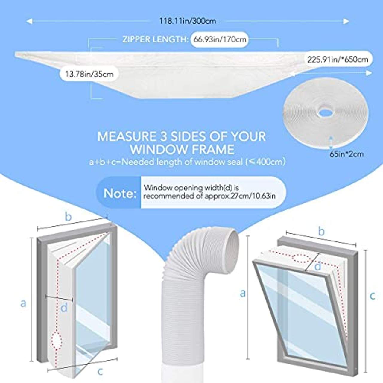 Rwest X Fensterabdichtung für Mobile Klimageräte und Abluft-Wäschetrockner