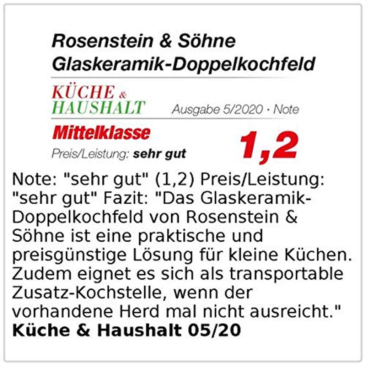 Rosenstein & Söhne Doppelkochplatte: Glaskeramik-Doppelkochfeld