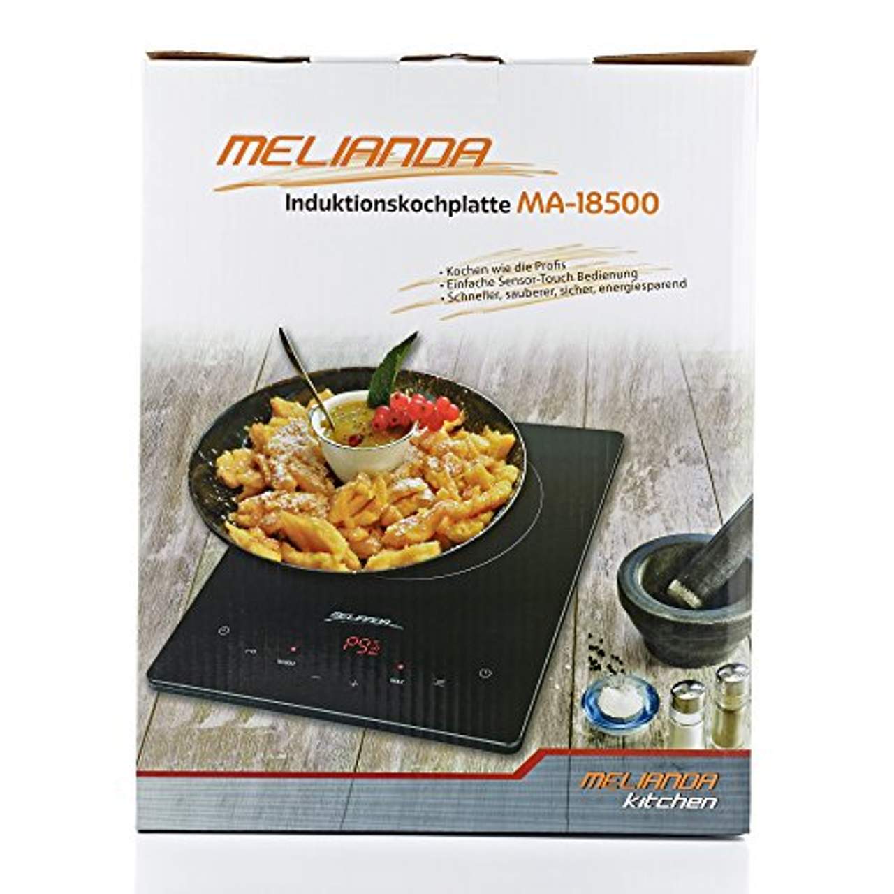 Melianda MA-18500 2000 Watt Induktionsherdplatte Touch Sensoren LED Display Glaskeramik