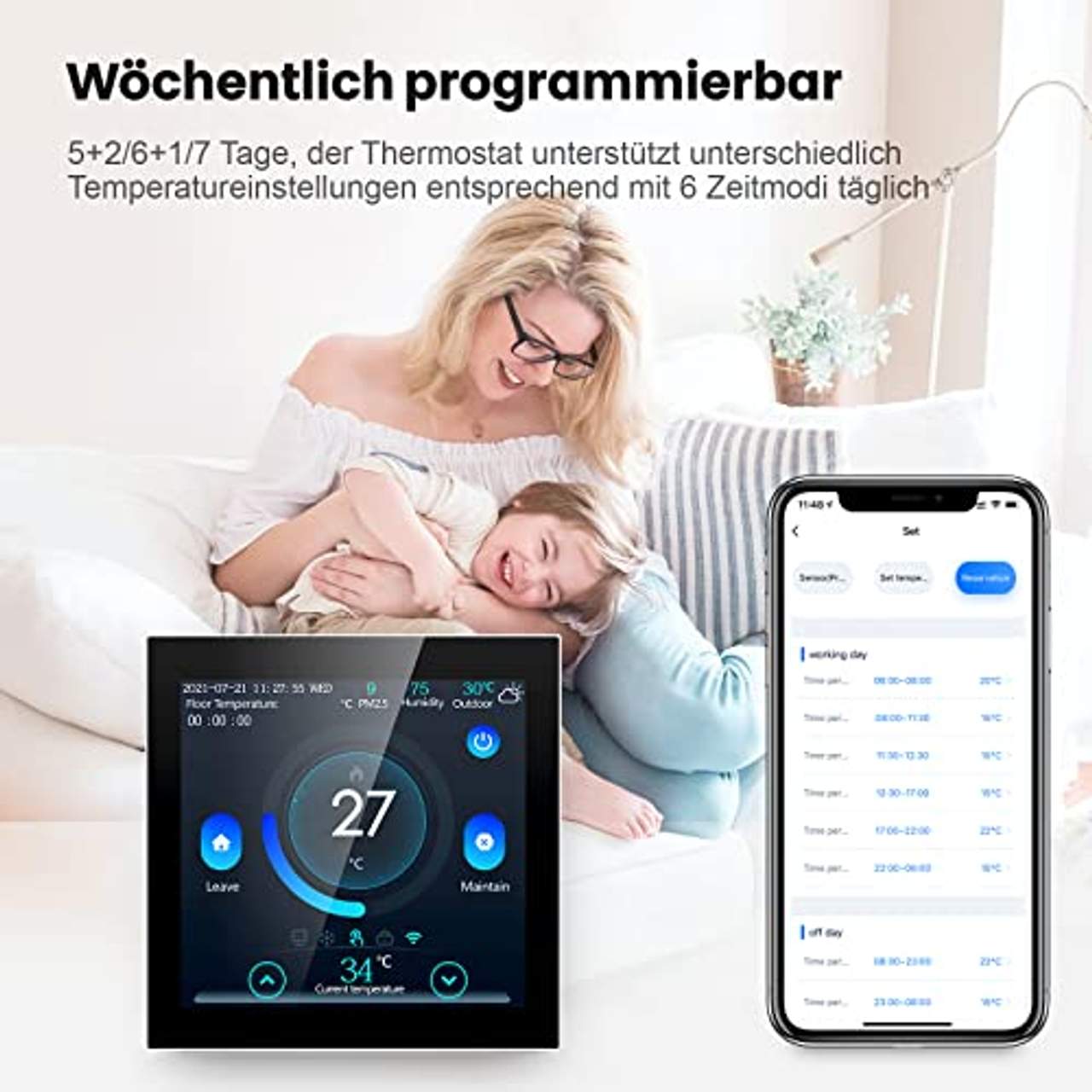 AVATTO Smartes Thermostat -Touchscreen WLAN fähiges Programmierbarer