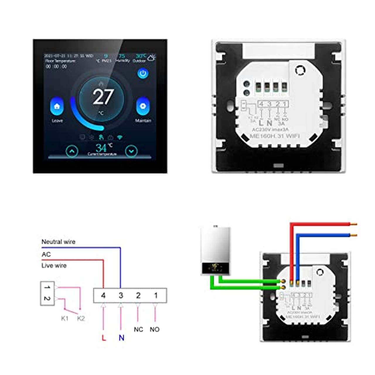 AVATTO Smartes Thermostat -Touchscreen WLAN fähiges Programmierbarer