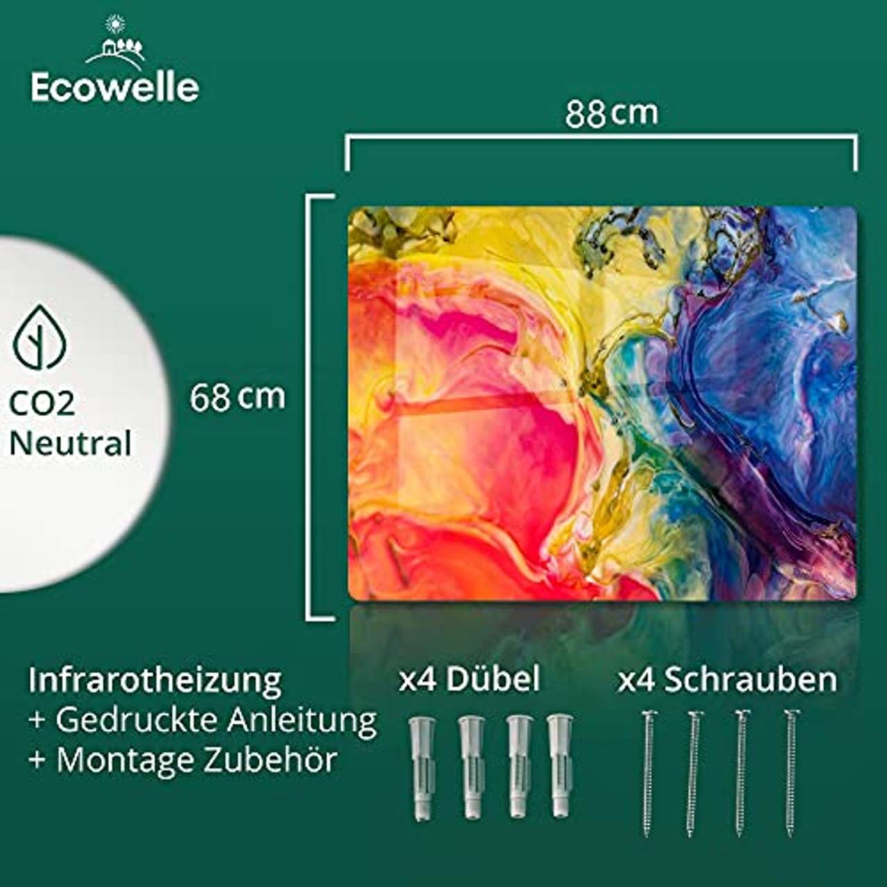 Ecowelle Glasbildheizung mit Bild 500W