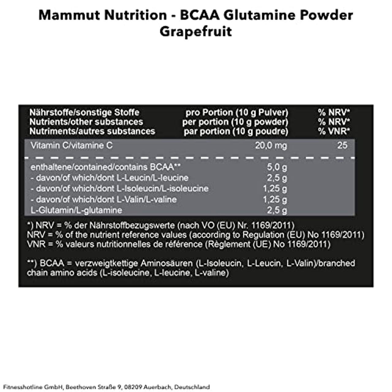 Mammut Nutrition Bcaa Glutamin Powder