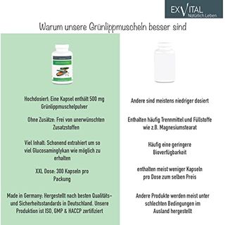 €12,21/100g Grünlippmuschel Pulver 500 mg hochdosiert 300 Kapseln für 100 Tage 