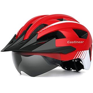 EASTINEAR Fahrradhelm mit Visier LED Rücklicht MTB Helm