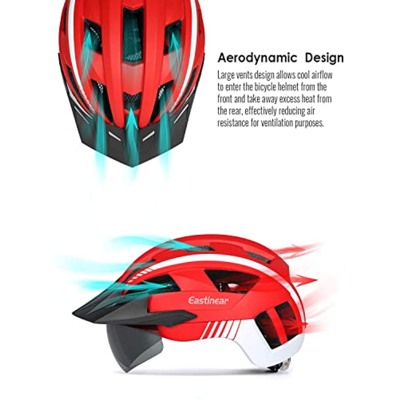EASTINEAR Fahrradhelm mit Visier LED Rücklicht MTB Helm  