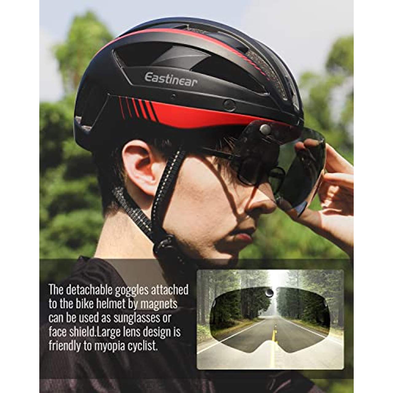 EASTINEAR Fahrradhelm mit Visier LED Rücklicht MTB Helm  