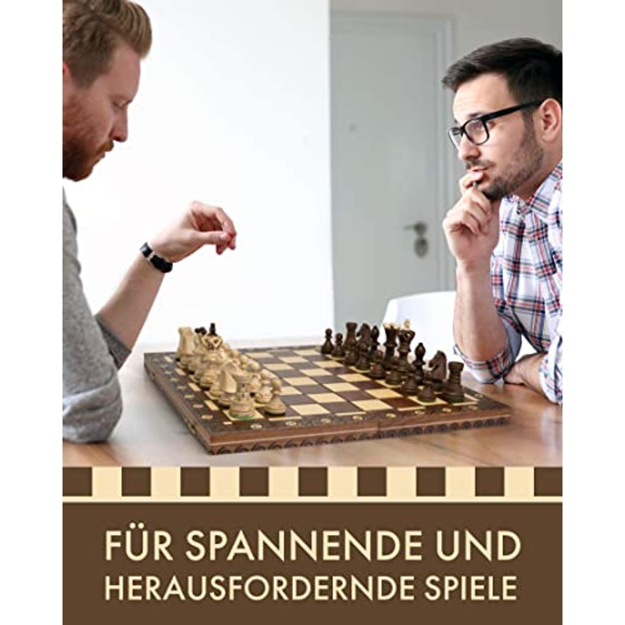Chessebook Schachspiel aus Holz 52 x 52 cm