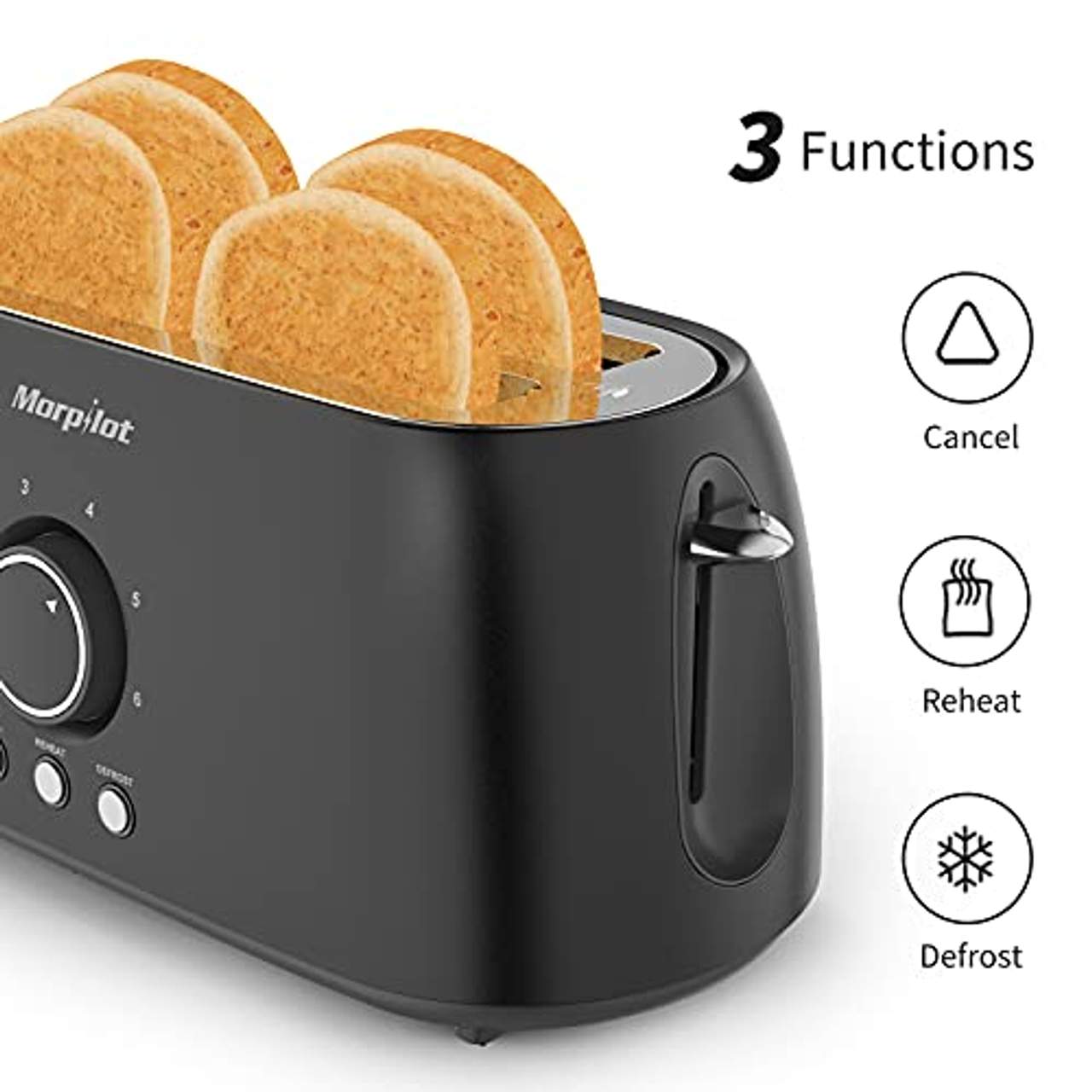 Morpilot Toaster 4 Scheiben Langschlitztoaster Edelstahl Langschlitztoaster