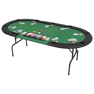 vidaXL Pokertisch 9-Spieler 3-Fach Klappbar Oval Grün Casino