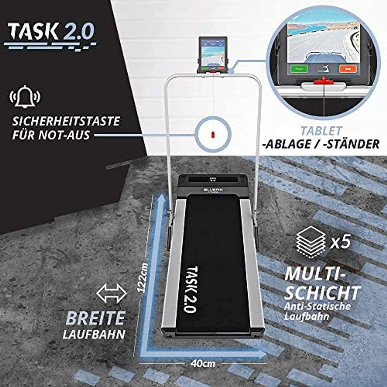 Bluefin Fitness Task 2.0 2-in-1 Laufband