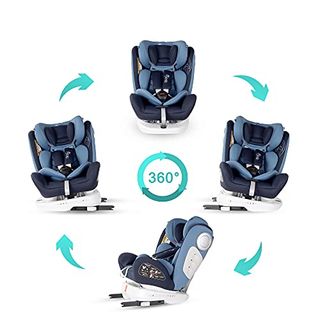 Bonio Kindersitz 360 ° Drehbar Baby Autositz Gruppe 0+/1/2/3 Blau 0-12 Jahre alt ISOFIX und LATCH Schnittstelle mit Seitenschutz für Babys 0-36kg 