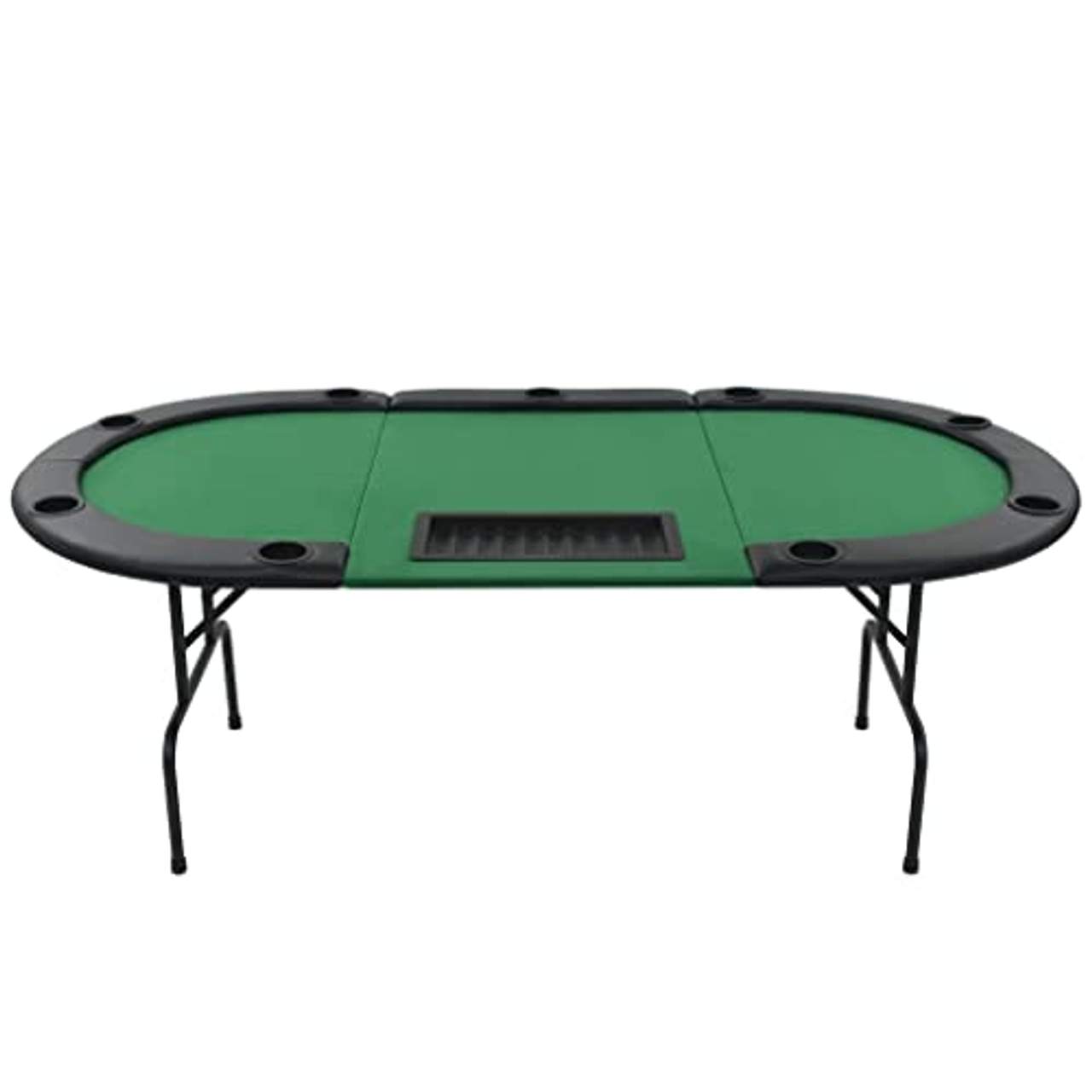vidaXL Pokertisch 9-Spieler 3-Fach Klappbar Oval Grün Casino