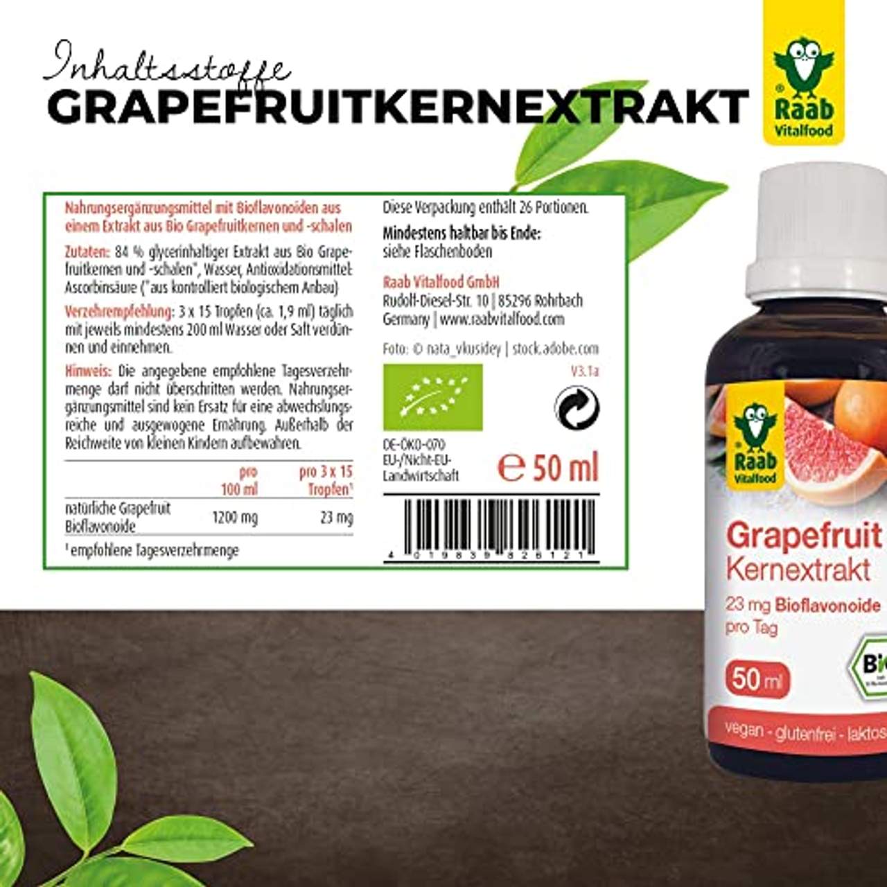 Raab Vitalfood Bio Grapefruit-Kernextrakt mit Bioflavonoiden