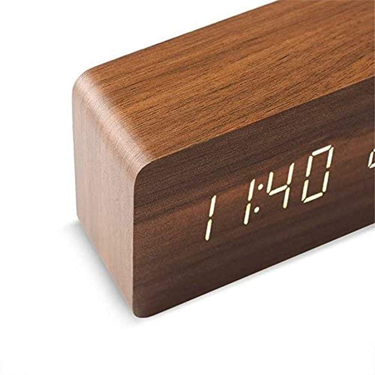 Queta LED Holz Wecker Digitalwecker Tisch Uhr Datum Temperatur Anzeige