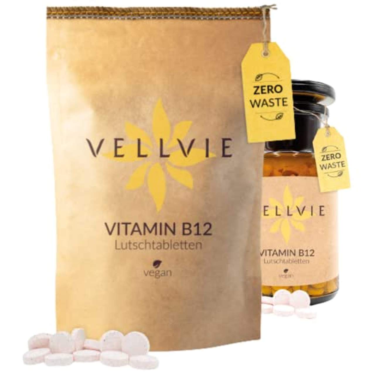 Vitamin B12 Lutschtabletten Zero Waste & Plastikfrei von VELLVIE