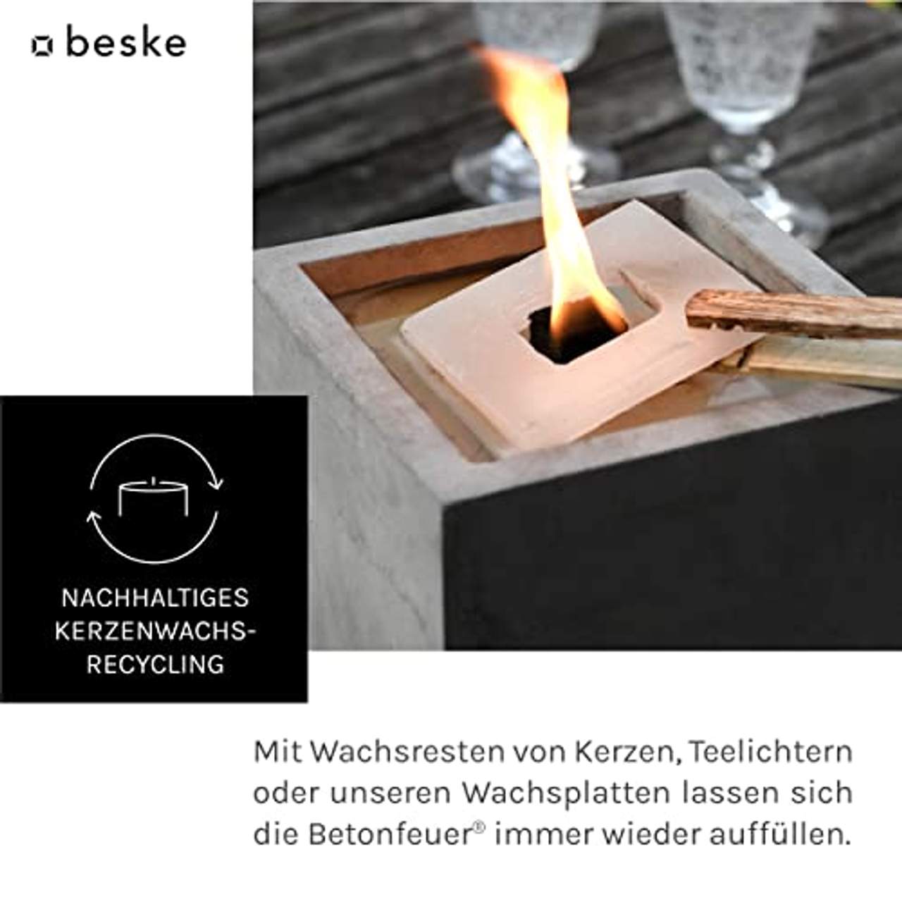 Beske-Manufaktur Beske-Betonfeuer mit 'Dauerdocht'