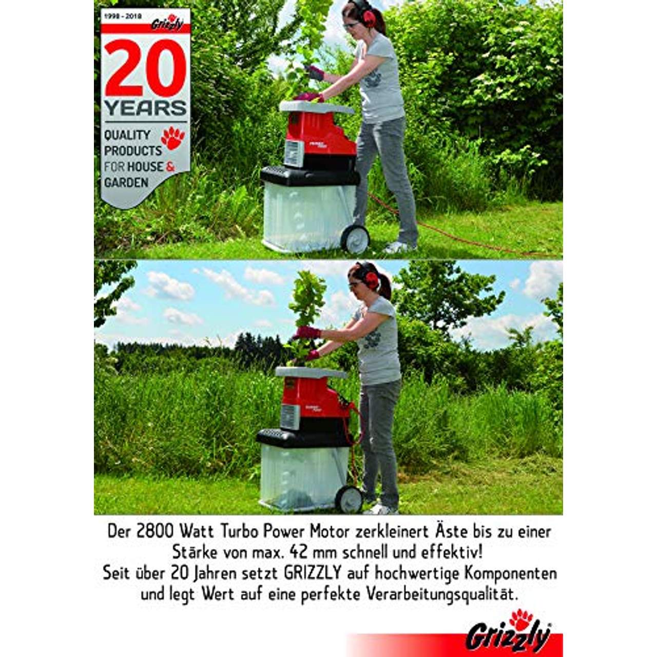 Grizzly Elektro Walzenhäcksler GHS 2842 B Leisehäcksler 2800 Watt im ...
