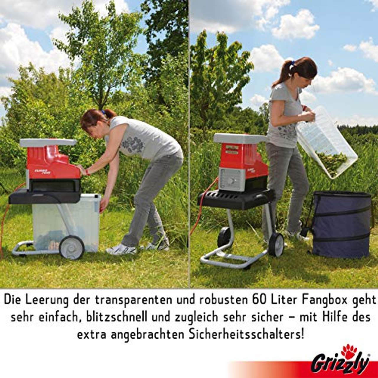 Grizzly Elektro Walzenhäcksler GHS 2842 B Leisehäcksler 2800 Watt im ...
