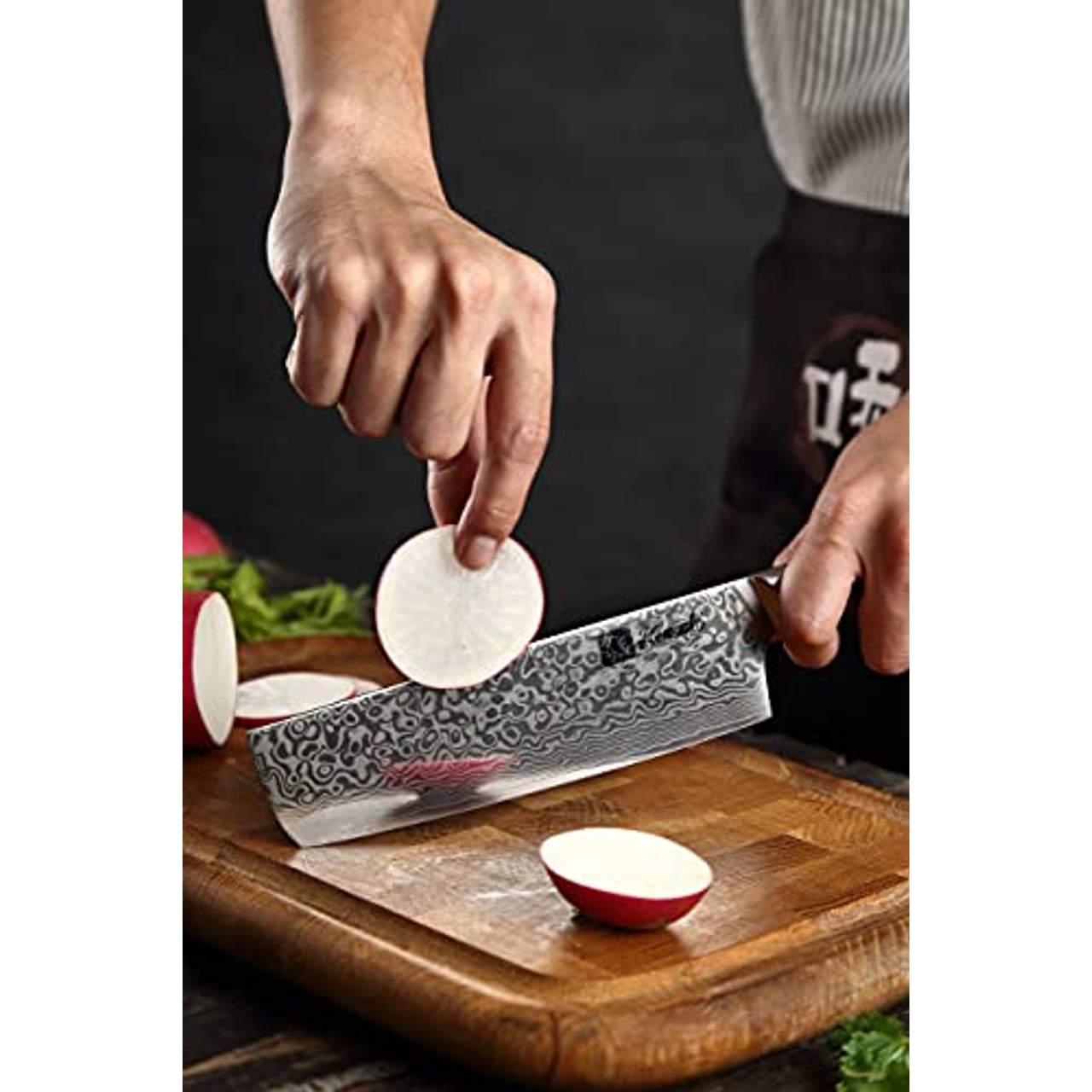 Kensaki Nakiri Messer aus Damaszener Stahl Küchenmesser Japanischer